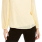 Blusa feminina Alfani com manga plissada, tamanho pequeno, amarela