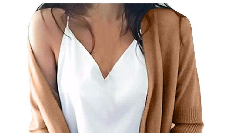 Cardigan feminino aberto com bolsos e manga comprida INC International Concepts, marrom, tamanho pequeno