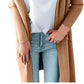 Cardigan feminino aberto com bolsos e manga comprida INC International Concepts, marrom, tamanho pequeno