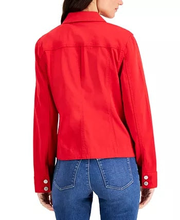 Jaqueta jeans feminina Charter Club vermelha tamanho LT