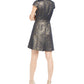Vestido feminino Vince Camuto com corte justo e flare em jacquard metálico, azul, tamanho 14