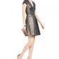 Vestido feminino Vince Camuto com corte justo e flare em jacquard metálico, azul, tamanho 14