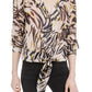 Blusa transparente com estampa animal feminina Bar III, rosa, tamanho pequeno