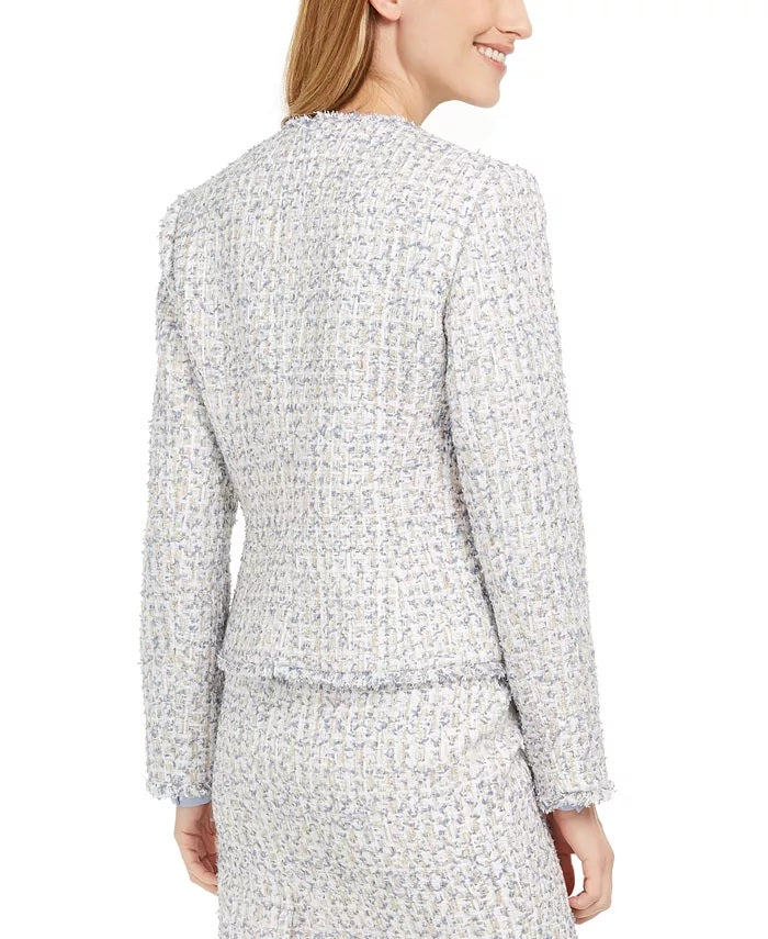 Jaqueta Calvin Klein Feminina de Tweed com Frente Aberta Verde Tamanho 8