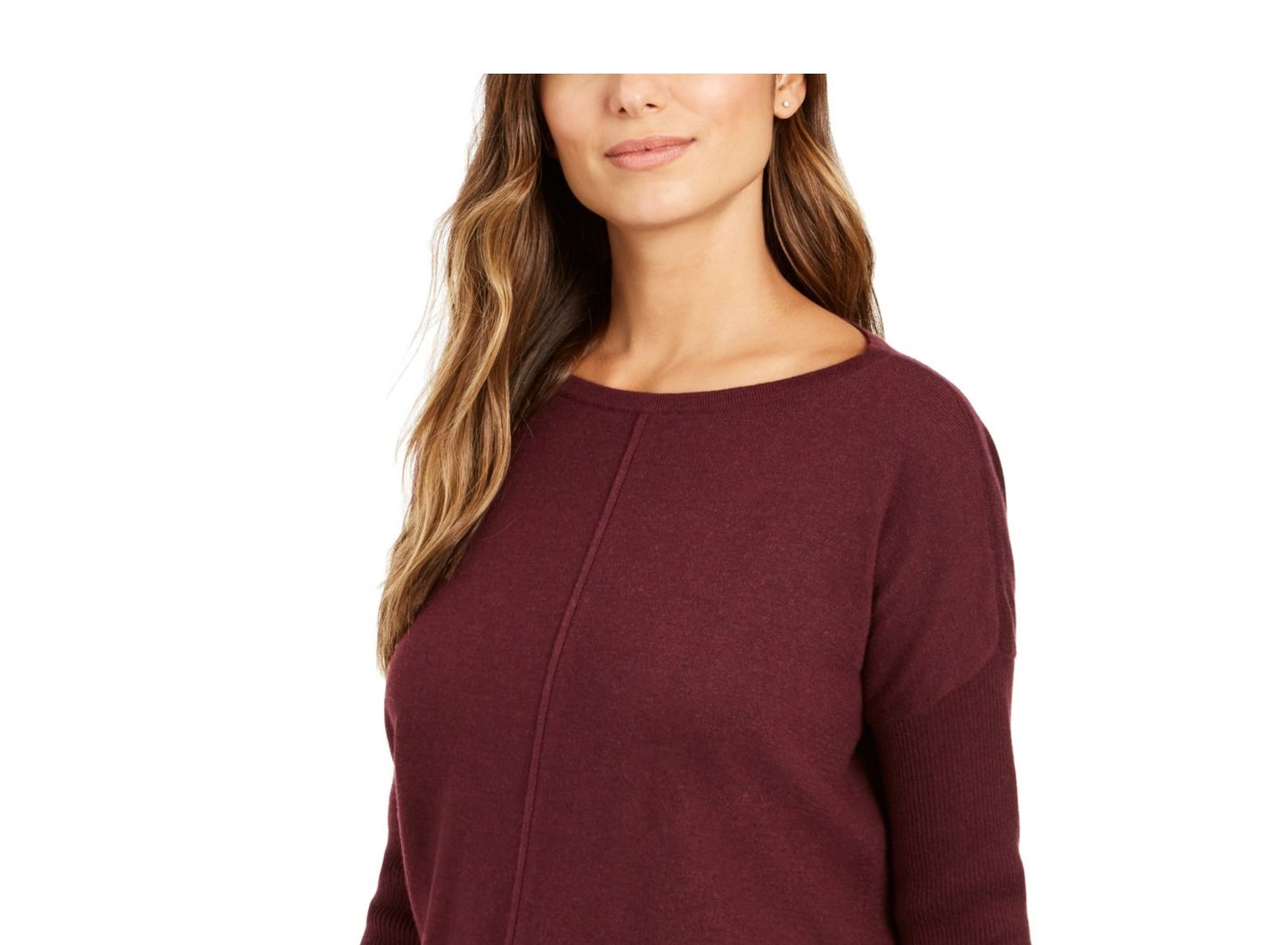 Estilo &amp; Co. Suéter túnica feminino com bainha ventilada e manga comprida para usar no trabalho, tamanho pequeno, extragrande