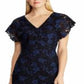 Vestido de renda floral feminino Ralph Lauren, azul, tamanho 6