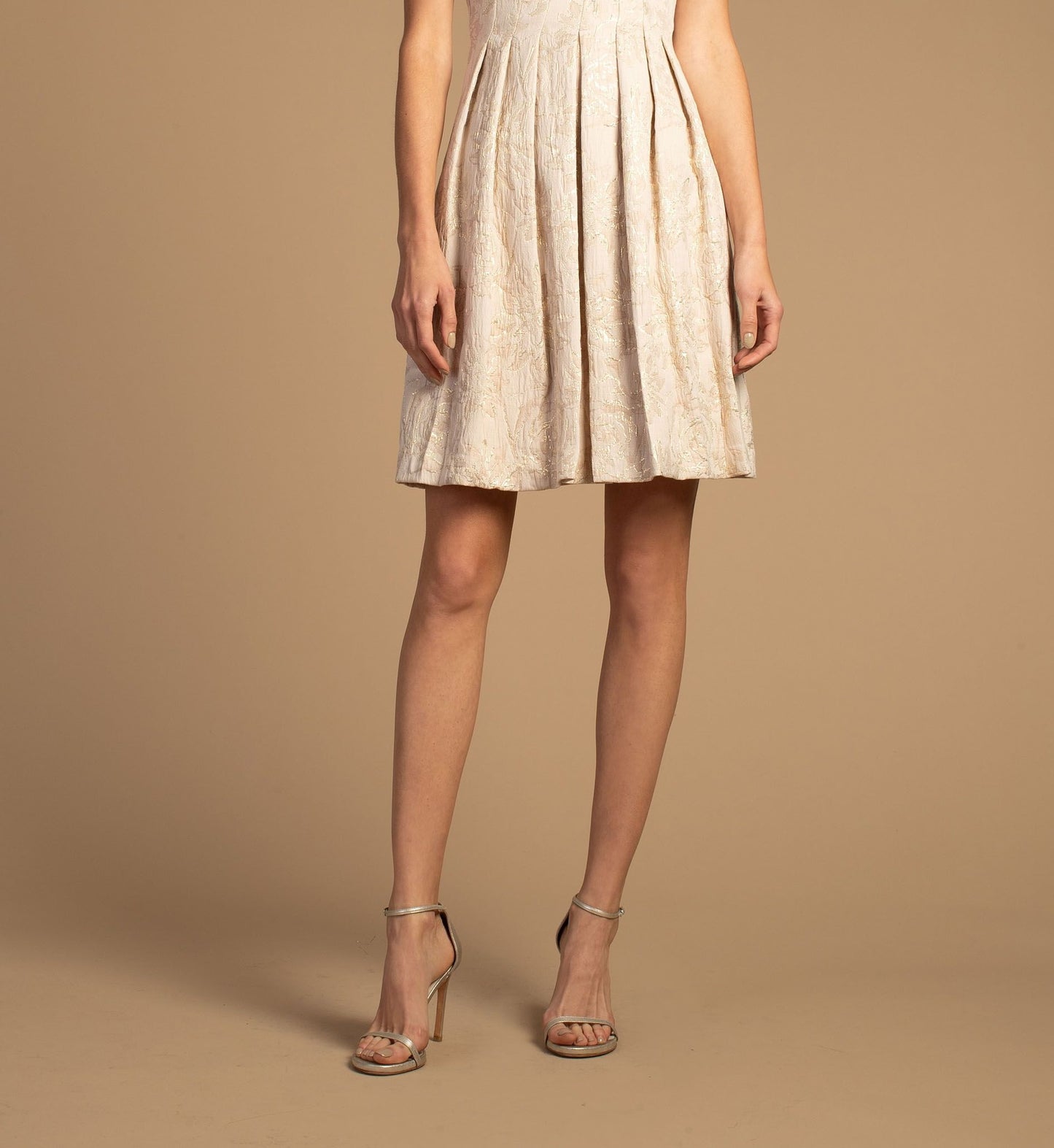 Vestido Trina Turk Valley Floral Metálico Jacquard Feminino Marrom Tamanho 8