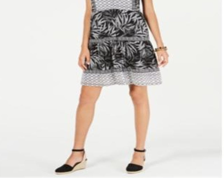 Vestido feminino estampado estilo camponês preto e branco tamanho M