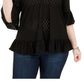 Blusa feminina plus size Michael Kors com ombros descobertos e ilhós, preta, tamanho 2X