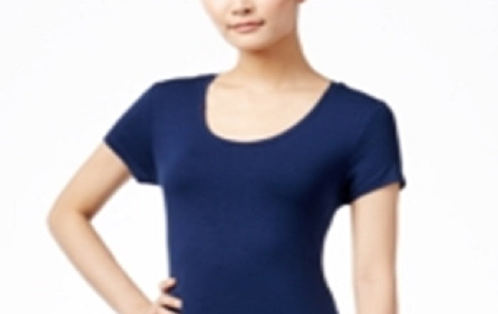 Vestido evasê de manga curta feminino Style &amp; Co, azul, tamanho PP