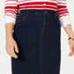Saia jeans feminina Charter Club com controle de barriga, azul, tamanho 8