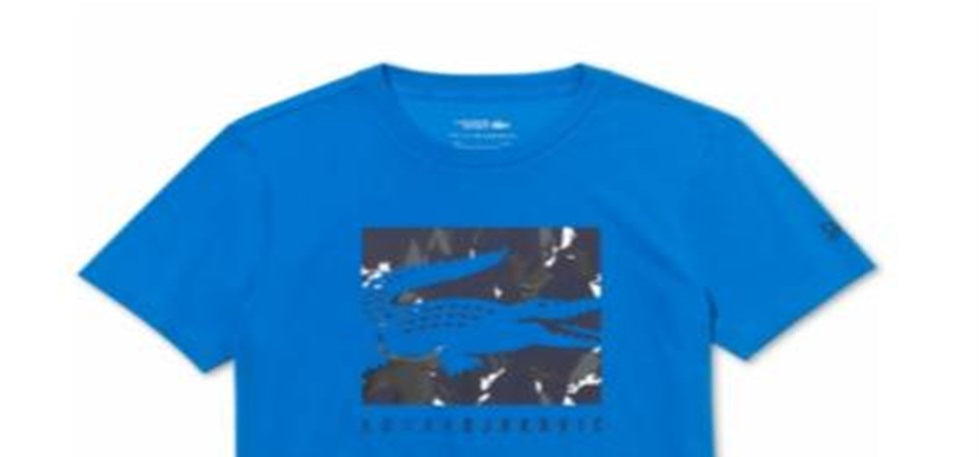 Camiseta Lacoste Masculina Performance Stretch com Logotipo Novak Djokovic Azul Tamanho GG