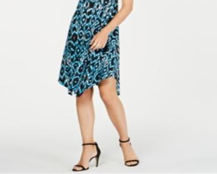 Vestido feminino com argola cruzada Ikat da INC International Concepts, tamanho pequeno, azul, tamanho S