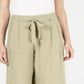 Calça Capri Texturizada com Amarração Frontal Feminina JM Collection Areia Tamanho Claro Petite G