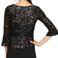 Blusa feminina Alex Evenings com manga sino e lantejoulas e renda, cor carvão, tamanho extragrande