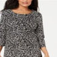 Vestido rodado com estampa floral feminino Karen Scott, preto, tamanho pequeno G