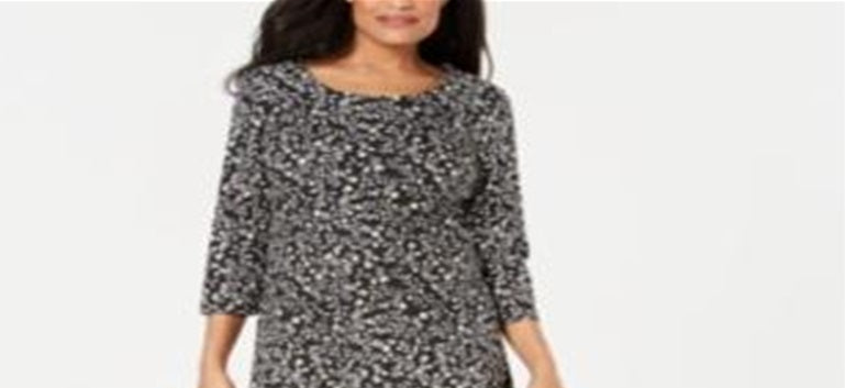 Vestido rodado com estampa floral feminino Karen Scott, preto, tamanho pequeno G