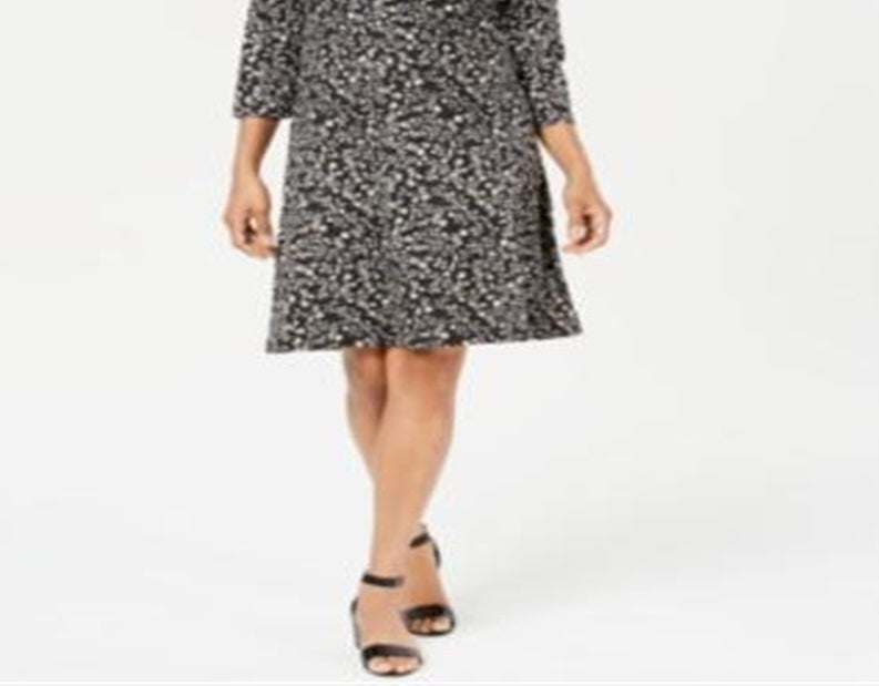 Vestido rodado com estampa floral feminino Karen Scott, preto, tamanho pequeno G