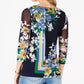 Blusa feminina estampada Charter Club com manga 3/4, azul, tamanho grande