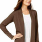 Cardigan feminino JM Collection com frente aberta, marrom, tamanho pequeno P