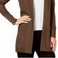 Cardigan feminino JM Collection com frente aberta, marrom, tamanho pequeno P