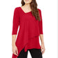 Top feminino Alfani com bainha assimétrica e envelope, tamanho chinês, vermelho, pequeno, P