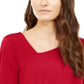 Top feminino Alfani com bainha assimétrica e envelope, tamanho chinês, vermelho, pequeno, P