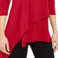 Top feminino Alfani com bainha assimétrica e envelope, tamanho chinês, vermelho, pequeno, P