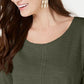 Blusa feminina estilo &amp; co com manga sino e acabamento em crochê, verde, tamanho pequeno M