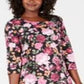Vestido estampado feminino Karen Scott com decote redondo, preto, vários tamanhos, pequeno P