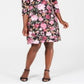 Vestido estampado feminino Karen Scott com decote redondo, preto, vários tamanhos, pequeno P