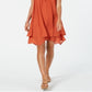 Vestido curto de festa feminino Style &amp; Co em camadas, laranja, tamanho X-S