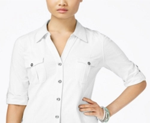 Camisa utilitária feminina Style &amp; Co, branca, tamanho pequeno M