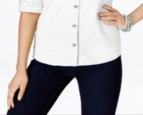 Camisa utilitária feminina Style &amp; Co, branca, tamanho pequeno M