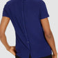 Camiseta feminina Anne Klein com botões nas costas, azul, tamanho XXS