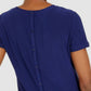 Camiseta feminina Anne Klein com botões nas costas, azul, tamanho XXS