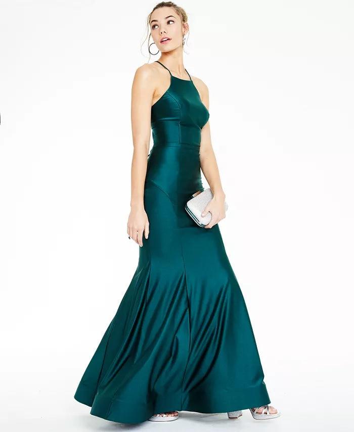 Vestido tomara que caia com alças nas costas City Studios Juniors, verde escuro, tamanho 3