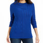 Suéter feminino Charter Club com patchwork e gola assimétrica, azul, tamanho pequeno