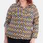 Camisa utilitária estampada plus size feminina NY Collection, amarelo escuro, tamanho 2X