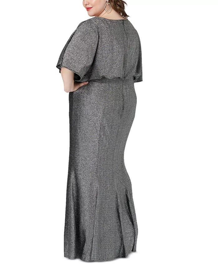 Vestido blusão feminino plus size metálico Maree Pour Toi cinza tamanho 12