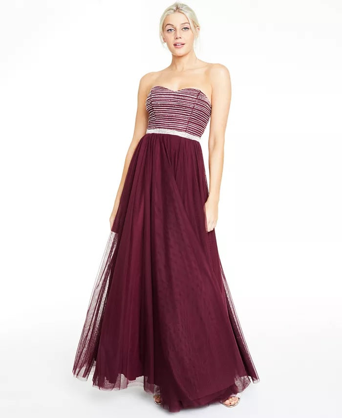 Vestido de malha com contas City Studios Juniors, roxo escuro, tamanho 11