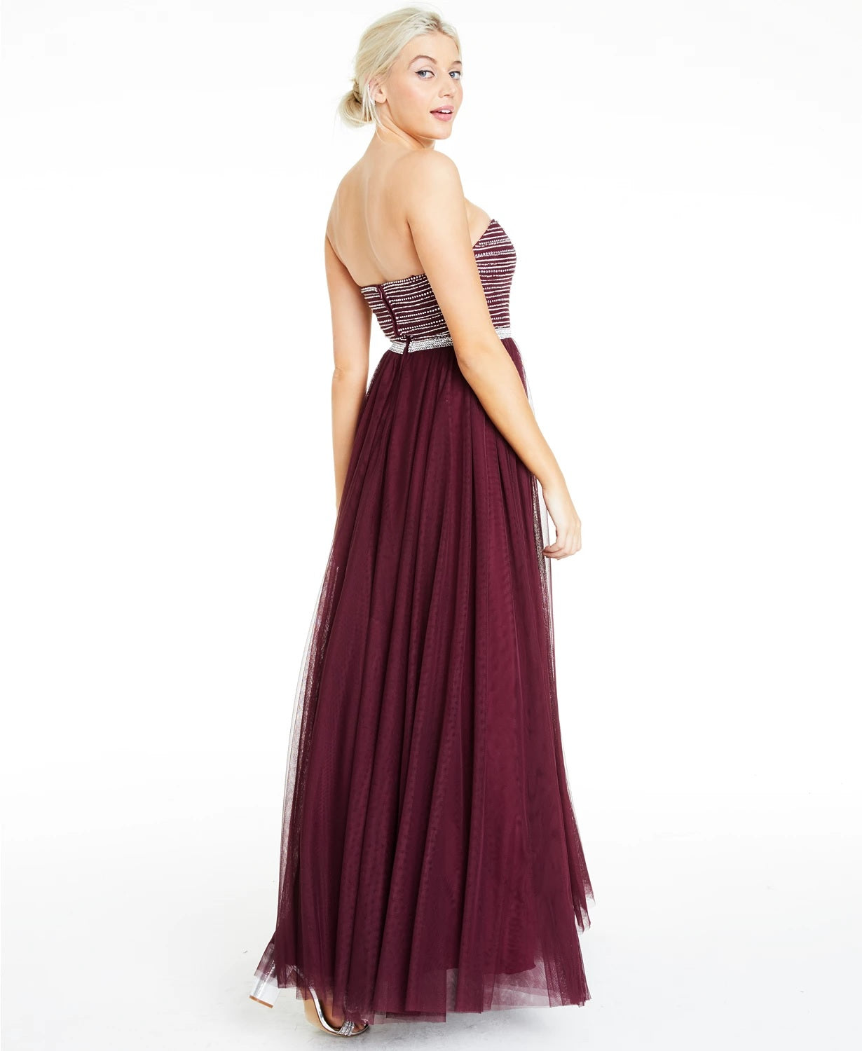 Vestido de malha com contas City Studios Juniors, roxo escuro, tamanho 11