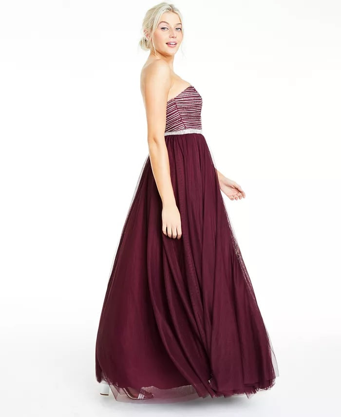 Vestido de malha com contas City Studios Juniors, roxo escuro, tamanho 11