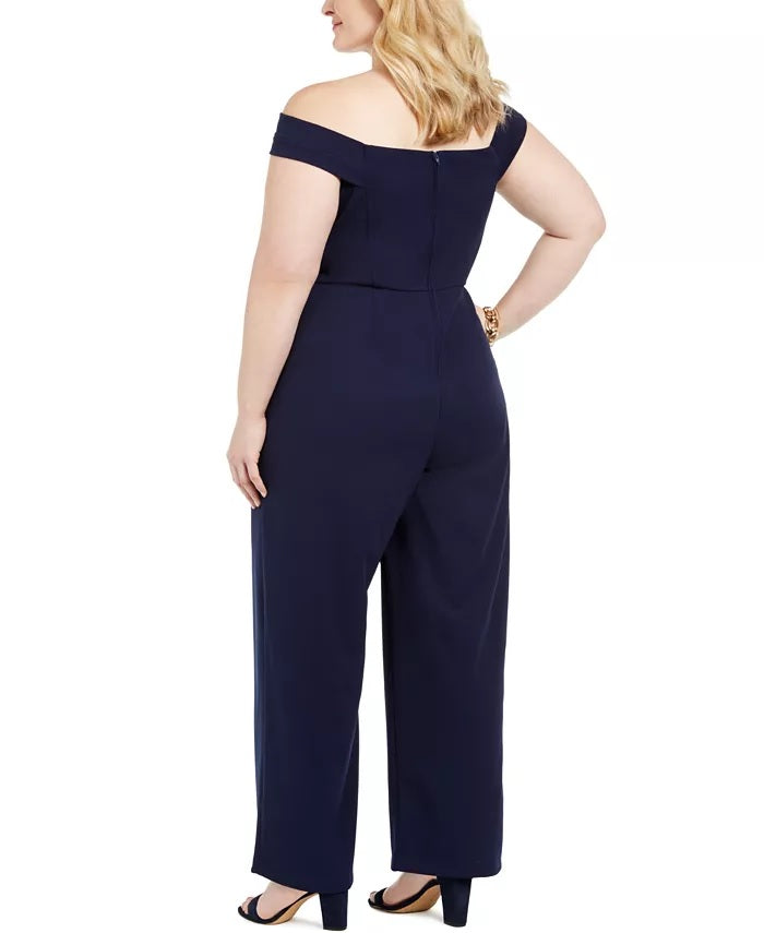 Macacão feminino Teeze Me Plus Size ombro a ombro, azul marinho, tamanho 22