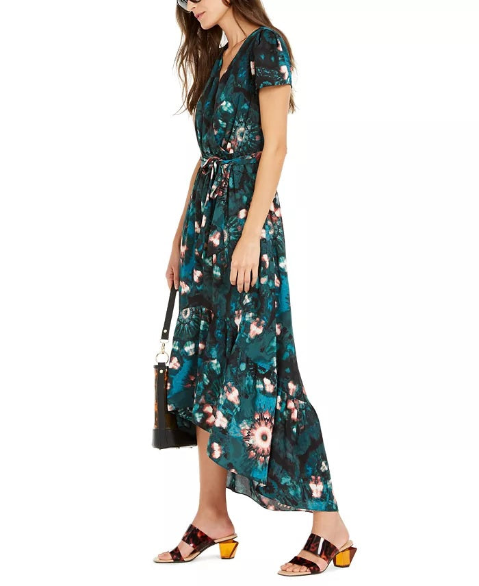 Vestido curto feminino INC International Concepts com manga bufante, comprimento alto e baixo, preto, tamanho 14P