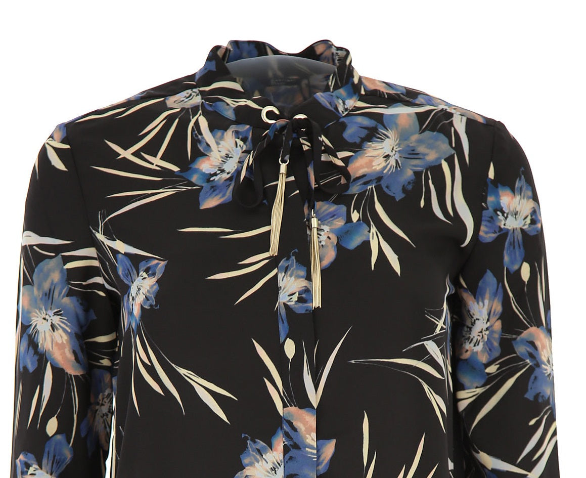 Blusa Guss Feminina Marciano Estampa Floral Amarrada Preta Tamanho XS
