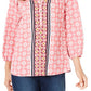 Charter Club Petite Blusa Estampada Manga 34 Feminina Rapture Rose Combo PXL