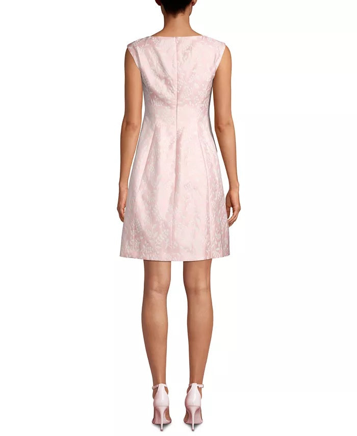 Vestido feminino Anne Klein sem mangas com jacquard floral rosa tamanho 10