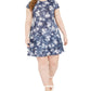 Vestido feminino plus size Michael Kors com duas camadas, azul, tamanho 2X
