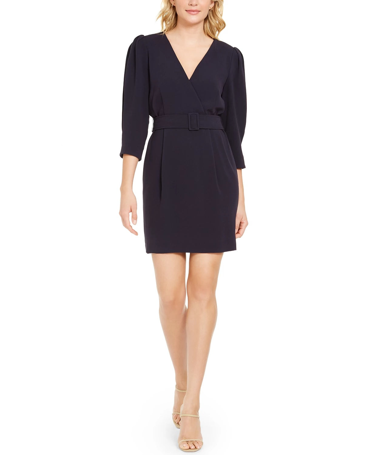 Marella Women's Belted Surplice Dress Navy Size 6